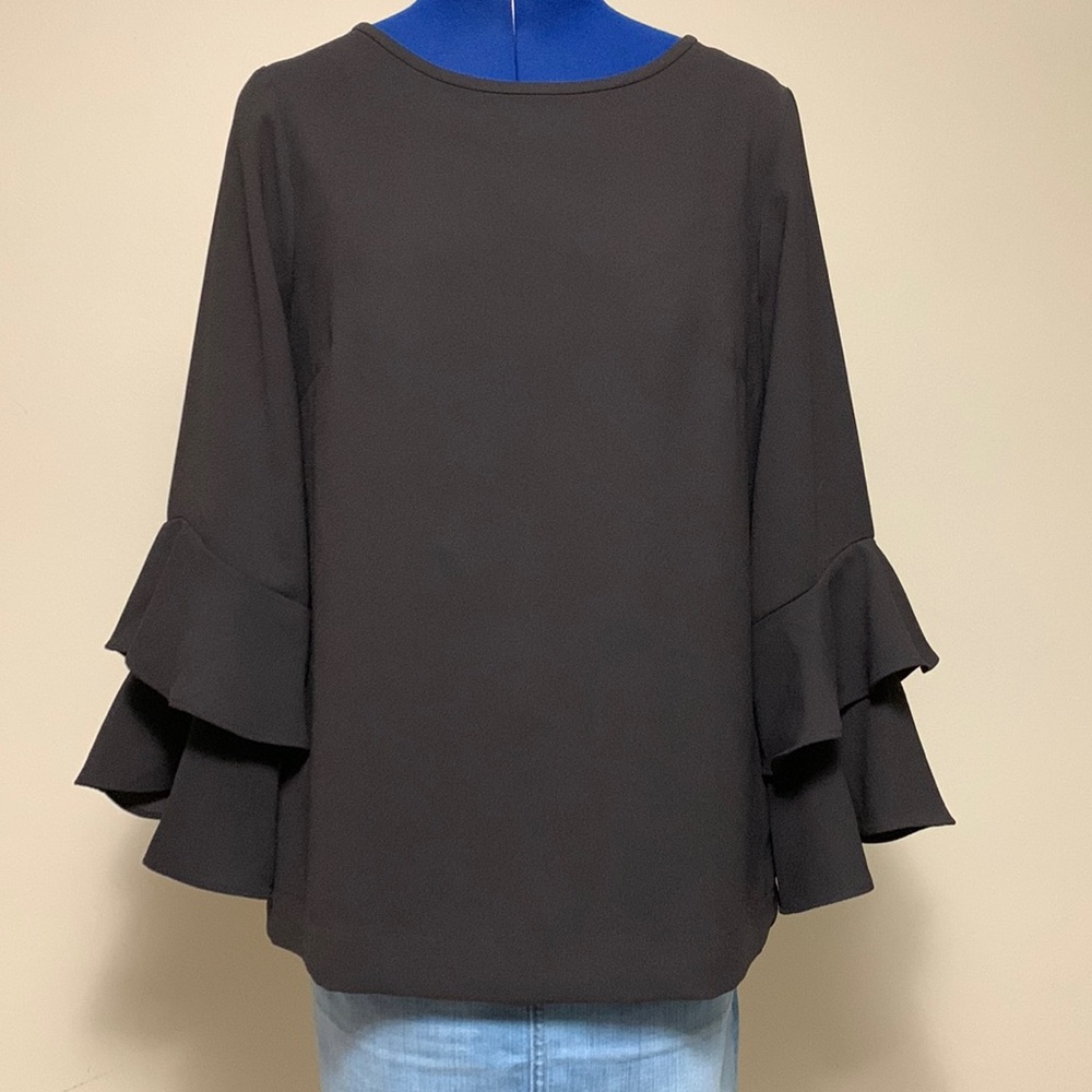 J.Crew crepe blouse with double ruffle sleeves